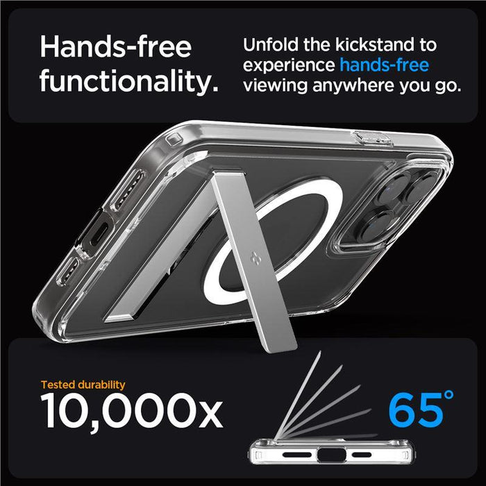 Spigen Ultra Hybrid S MagSafe Case with Stand for iPhone 15 Pro - Transparent