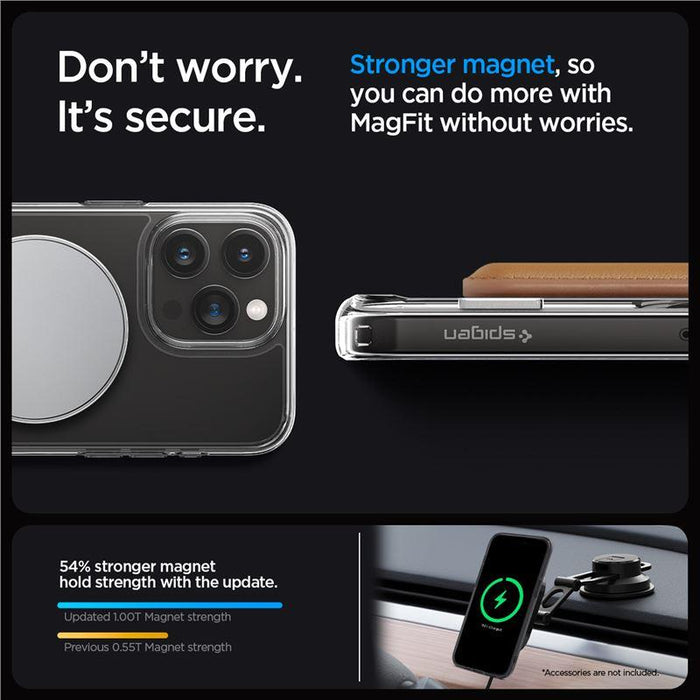 Spigen Ultra Hybrid S MagSafe Case with Stand for iPhone 15 Pro - Transparent
