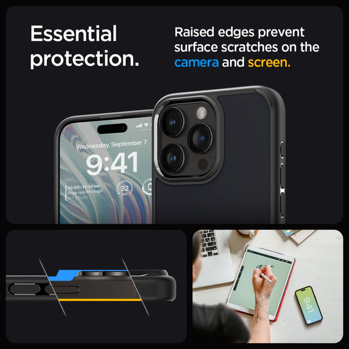 Spigen Ultra Hybrid iPhone 15 Pro Case - Clear Black