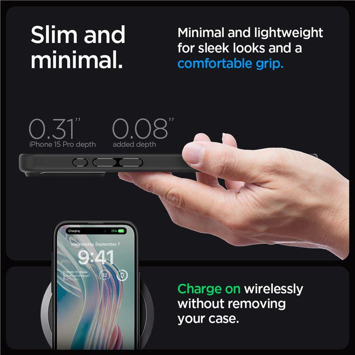 Spigen Ultra Hybrid iPhone 15 Pro Case - Clear Black