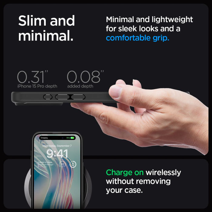 Spigen Ultra Hybrid iPhone 15 Pro Case - Clear Black