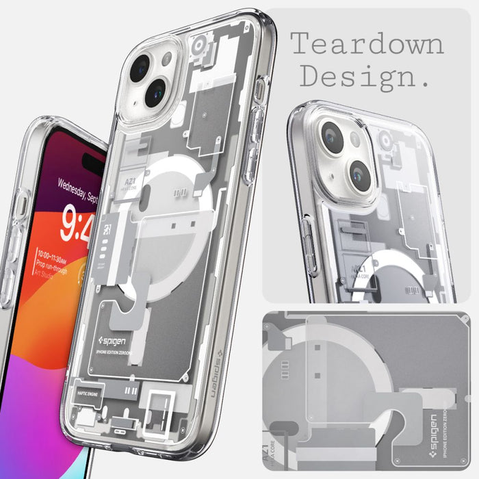 Spigen Ultra Hybrid Mag Case with MagSafe for iPhone 15 Plus - White (Zero One Pattern)
