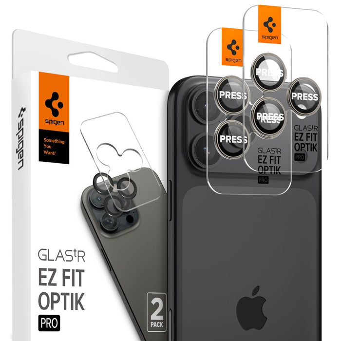Spigen Optik.tR EZ Fit Camera Protector for iPhone 14 Pro / Pro Max / 15 Pro / Pro Max - Natural Titanium 2 pcs.