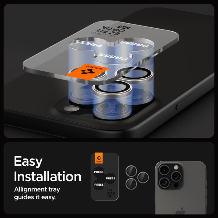 Spigen Optik.tR EZ Fit Camera Protector for iPhone 14 Pro / Pro Max / 15 Pro / Pro Max - Natural Titanium 2 pcs.