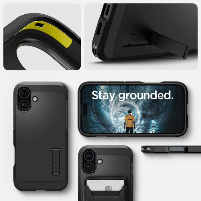 Spigen Tough Armor MagSafe case with stand for iPhone 16 - black