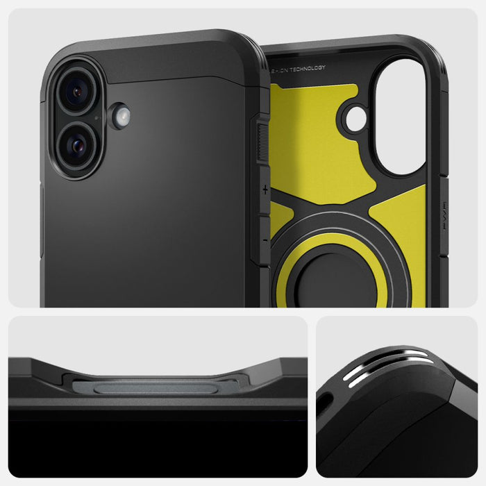 Spigen Tough Armor MagSafe case with stand for iPhone 16 - black