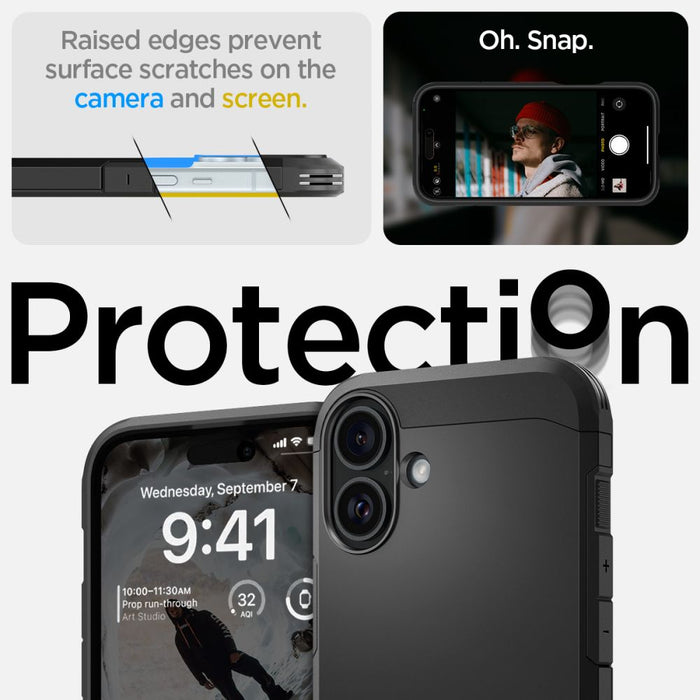 Spigen Tough Armor MagSafe case with stand for iPhone 16 - black