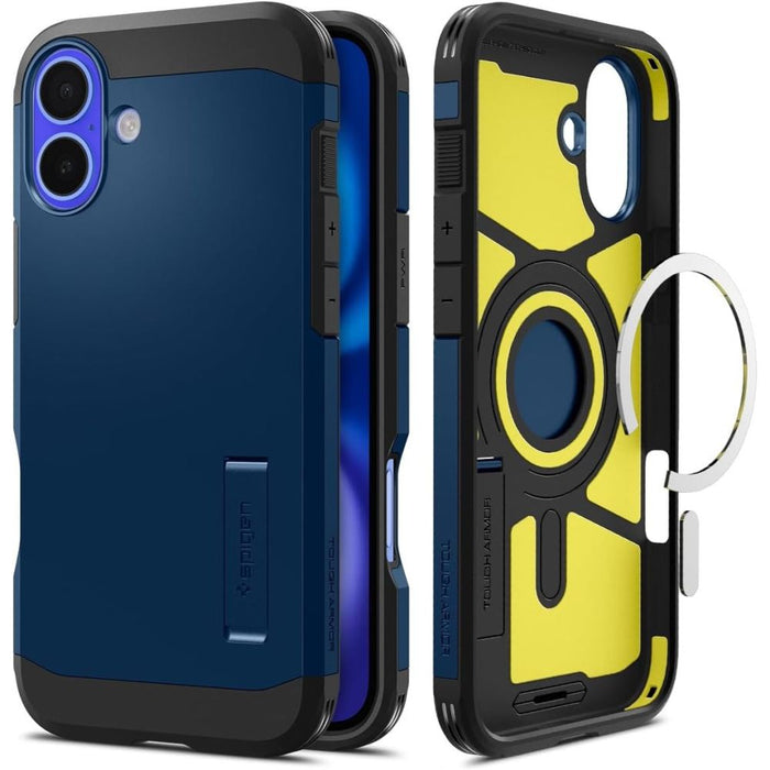 Spigen Tough Armor MagSafe case with stand for iPhone 16 - blue