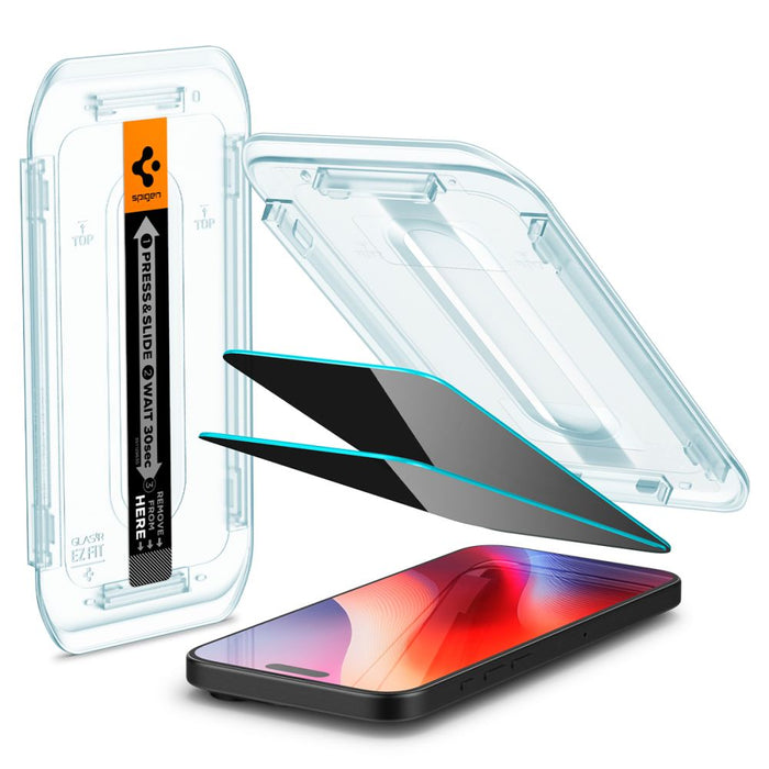 Spigen Glas.tR EZ Fit Privacy Tempered Glass for iPhone 16 Pro / 17 / 17 Pro - 2 pcs.