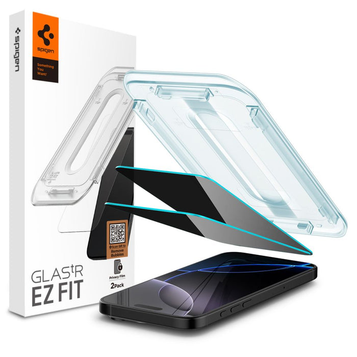 Spigen Glas.tR EZ Fit Privacy Tempered Glass for iPhone 16 Pro / 17 / 17 Pro - 2 pcs.