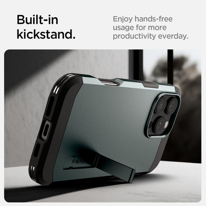 Spigen Tough Armor MagSafe Case with Stand for iPhone 16 Pro - Green