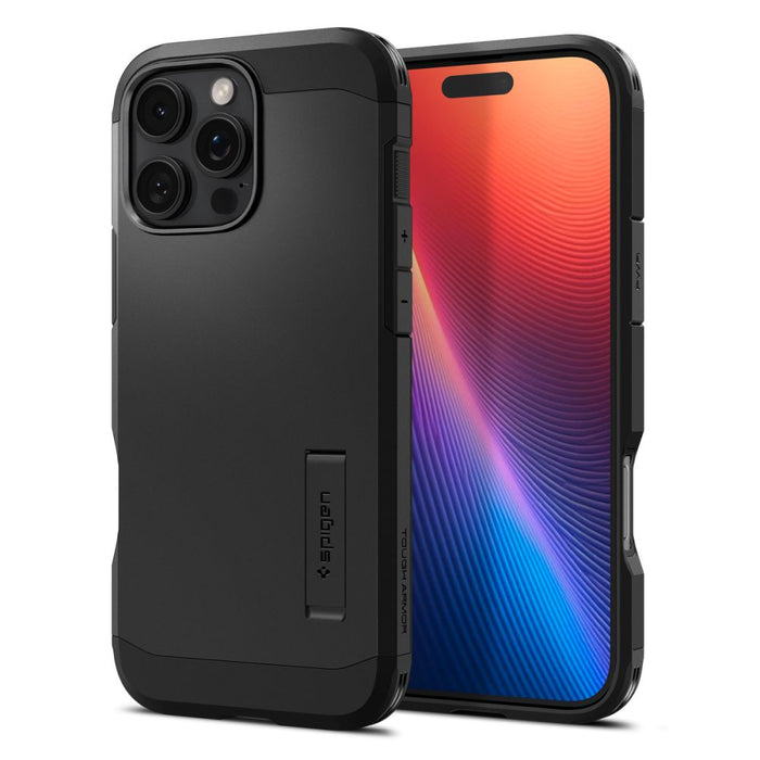 Spigen Tough Armor MagSafe Case with Stand for iPhone 16 Pro - Black
