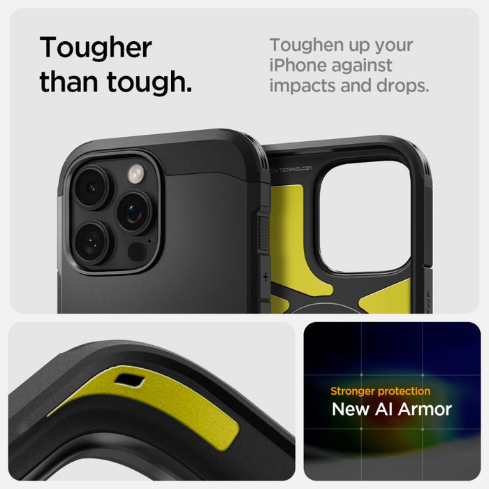 Spigen Tough Armor MagSafe Case with Stand for iPhone 16 Pro - Black