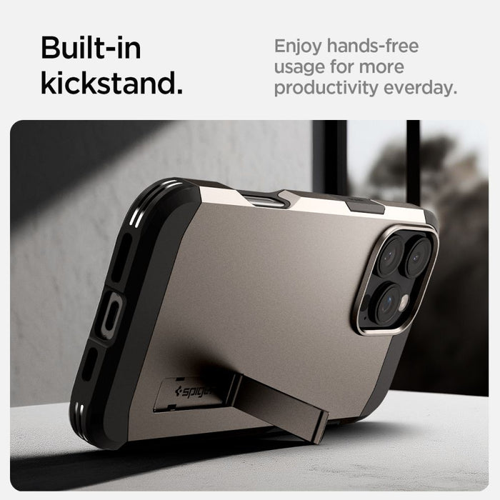 Spigen Tough Armor MagSafe case with stand for iPhone 16 Pro - gunmetal