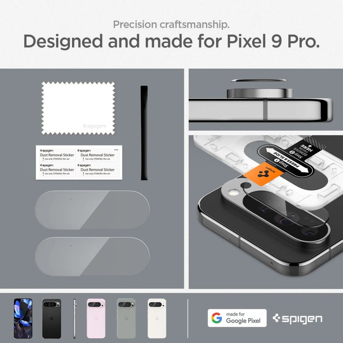 Spigen Optik.tR Ez Fit Tempered Glass Camera Screen Protector for Google Pixel 9 Pro (2-Pack)