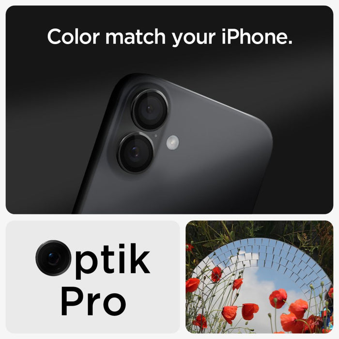 Spigen Glass tR EZ Fit Optik Pro Tempered Glass for iPhone 16 / 16 Plus / 17 Camera (2 pcs.) - Black