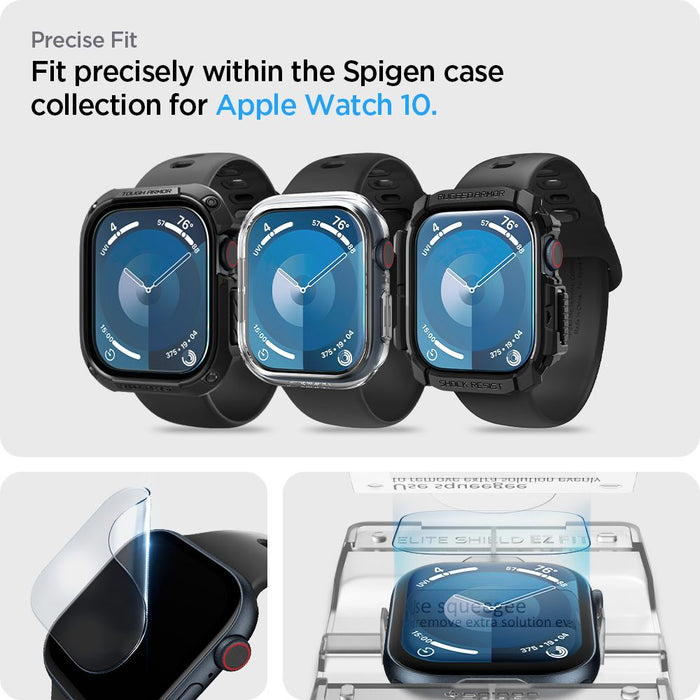 Spigen Elite Shield ”EZ FIT” Hybrid Glass 2-PACK for Apple Watch 10 (46MM) - Clear
