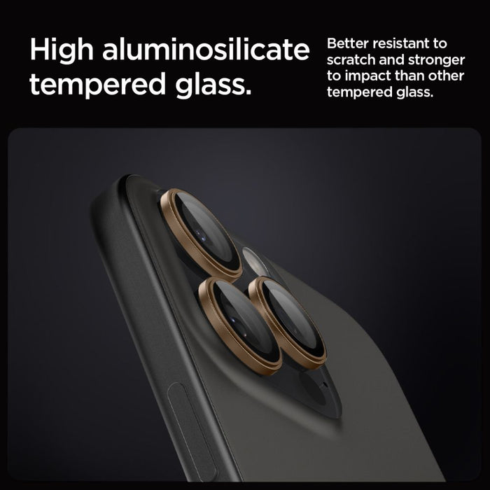 Spigen Optik Pro GLAS.TR ”EZ FIT” Camera Protector 2-PACK for iPhone 16 Pro / Pro Max - Brown