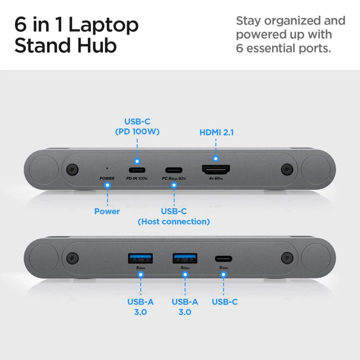 Spigen LD204H Stand + Hub 6-in-1 - Gray