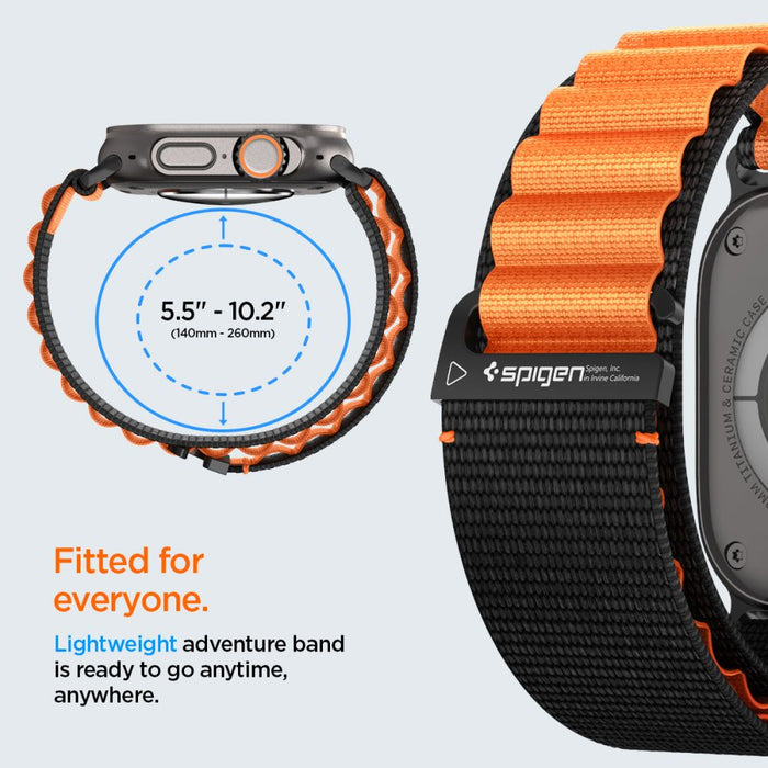 Spigen WBF1 Strap for Apple Watch 44 / 45 / 46 / 49 mm - Black and Orange