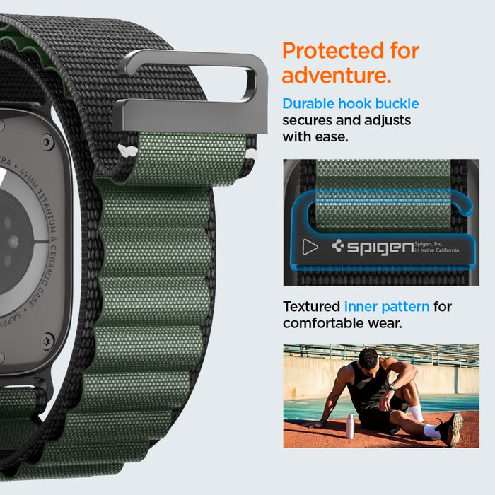 Strap Spigen WBF1 Strap for Apple Watch 44 / 45 / 46 / 49 mm - Black and Green