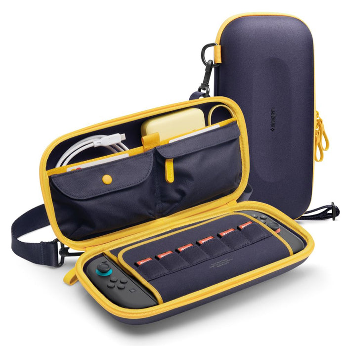 Spigen Nano Pop Pro Pouch for Nintendo Switch 2 - Navy Blue and Yellow