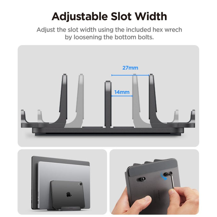 Spigen LD208S4 Desk Organizer for Laptops, Tablets, Smartphones, Keyboards - Gray