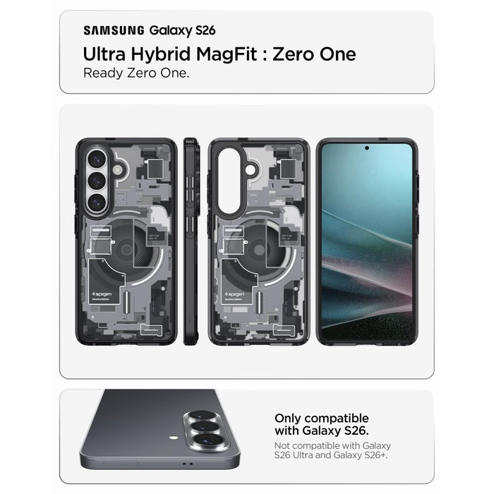 Spigen Ultra Hybrid Mag MagSafe Case for Samsung Galaxy S26 Zero One - Clear Black