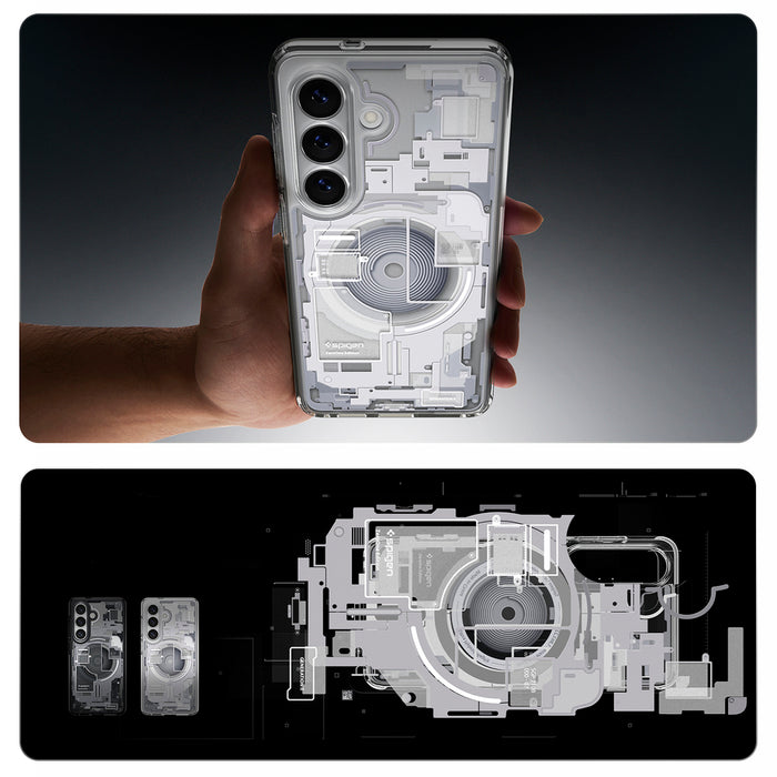 Spigen Ultra Hybrid Mag MagSafe Case for Samsung Galaxy S26+ Zero One - Clear and White