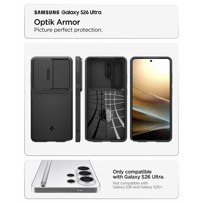 Spigen Optik Armor Case for Samsung Galaxy S26 Ultra - Black