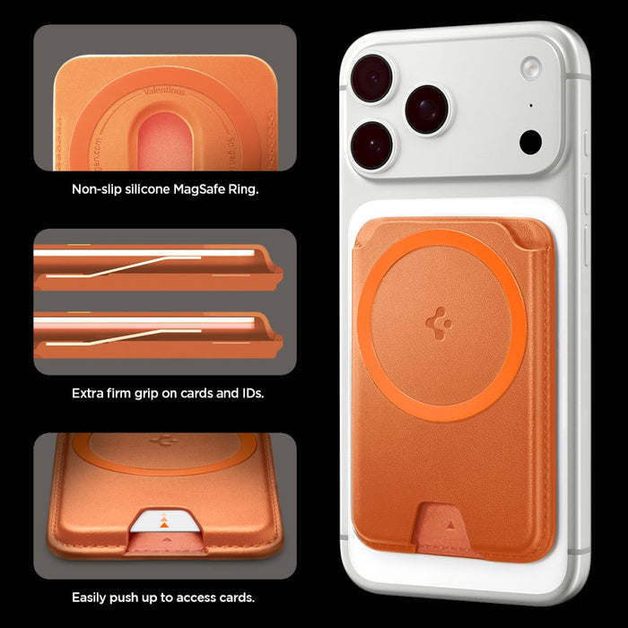 Spigen Valentinus MagFit+ MagSafe Magnetic Phone Wallet - Orange