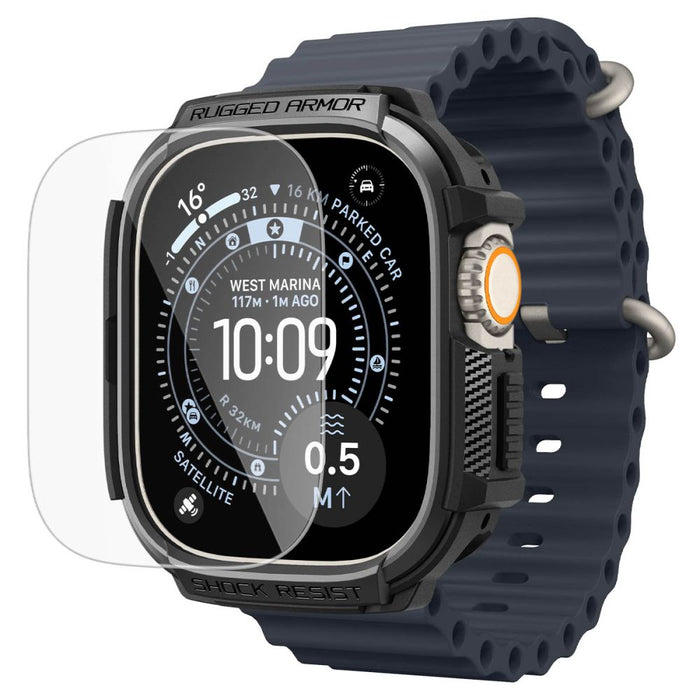 Spigen Rugged Armor Case + 9H Tempered Glass for Apple Watch Ultra 49mm - Matte Black