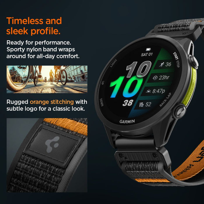 Spigen Athlex Air Strap for Garmin QuickFit 22mm - Black and Orange