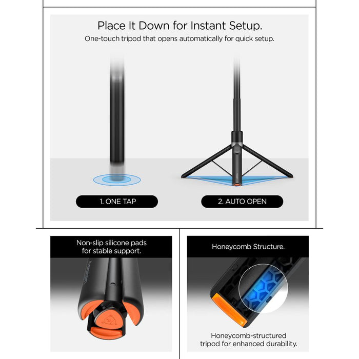 Spigen S582W Bluetooth Selfie Stick - Black