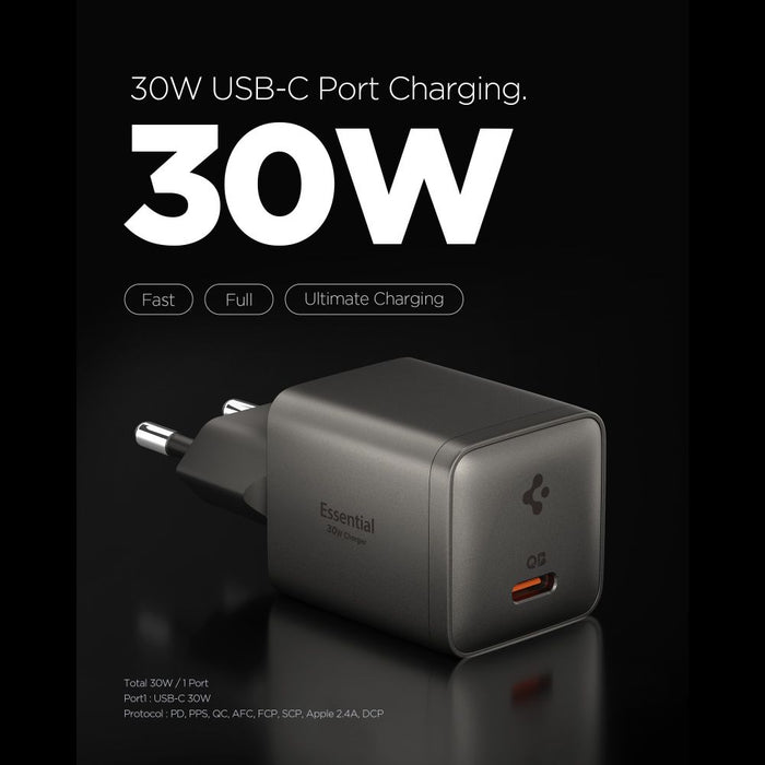 Spigen Essential EE301EU 1-Port 30W Wall Charger - Dark Gray