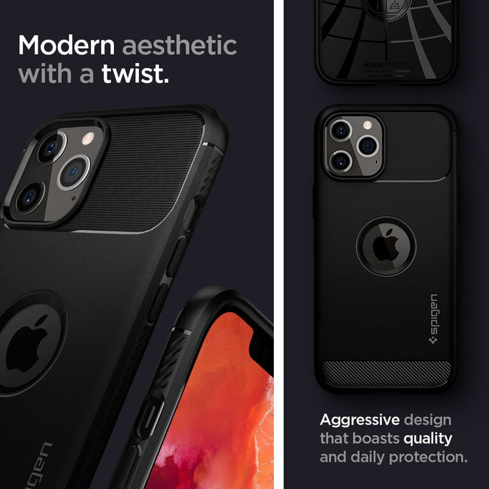 Spigen Rugged Armor Case for iPhone 12 / iPhone 12 Pro - Matte Black