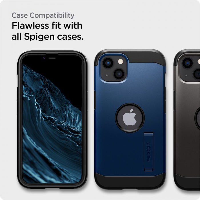Spigen ALM Glass FC tempered glass for iPhone 13 / 13 Pro / 14 / 16e / 17e - black 2 pcs.