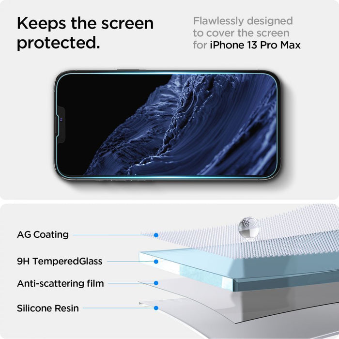 Spigen Glas.tR EZ Fit Tempered Glass for iPhone 13 / 13 Pro / 14 / 16e / 17e