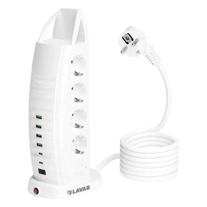 SPLITTER 8 SOCKETS WITH 4 USB-A AND 2 USB-C WHITE LAVAR DUBAl DB820 - Разклонители и