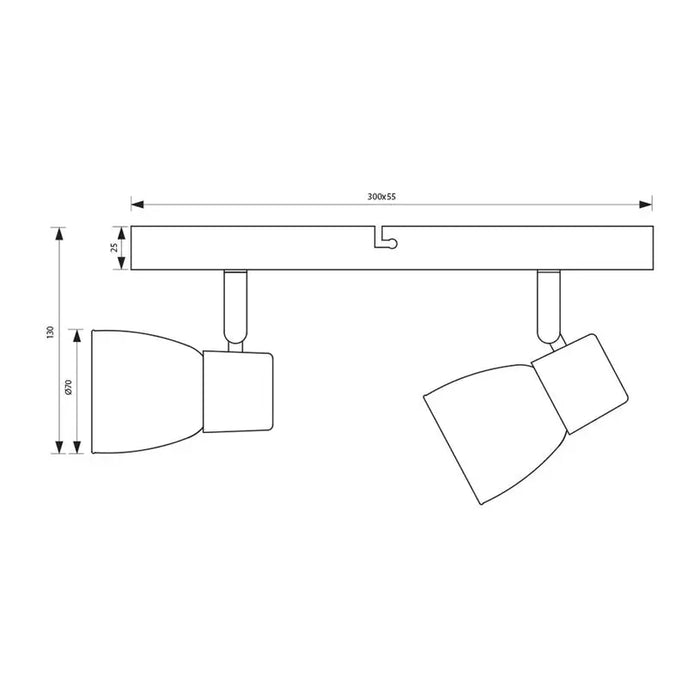 SPOT 2XE14 BLACK VIVALUX DANTE - Спотове<<<Вътрешно осветление<<<Мебели и интериор<<<Praktiker&&&Спотове<<<Вътрешно