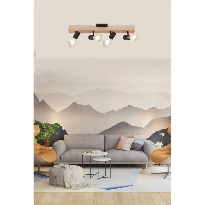 SPOT E27 QUAD OAK/BLACK EGLO TOWNSHEND 3 - Спотове<<<Вътрешно осветление<<<Мебели и