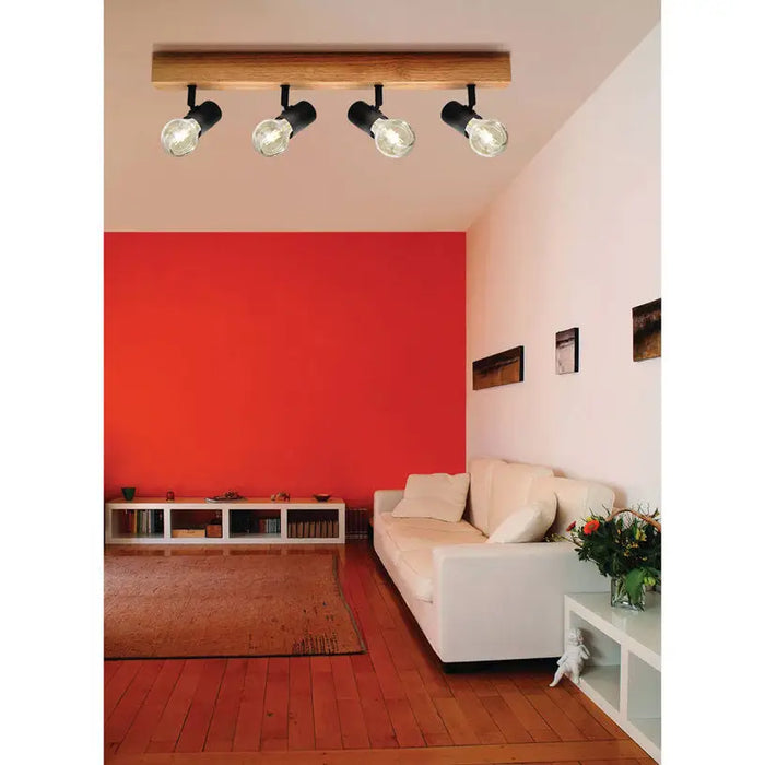 SPOT E27 QUAD OAK/BLACK EGLO TOWNSHEND 3 - Спотове<<<Вътрешно осветление<<<Мебели и