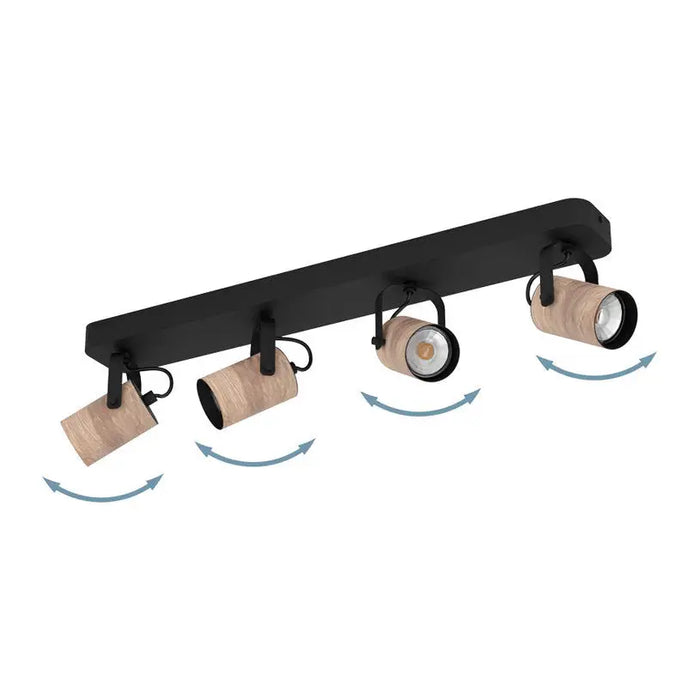 SPOTLIGHT 4XGU10 BLACK EGLO CAYUCA - Спотове<<<Вътрешно осветление<<<Мебели и интериор<<<Praktiker&&&Спотове<<<Вътрешно