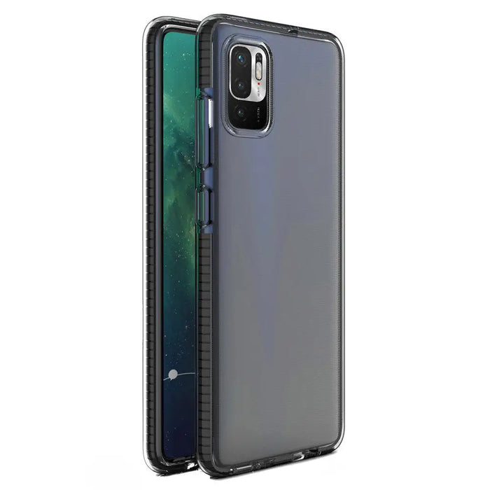 Spring Case clear TPU gel protective cover with colorful frame for Xiaomi Redmi Note 10 5G / Poco M3 Pro black - Cell