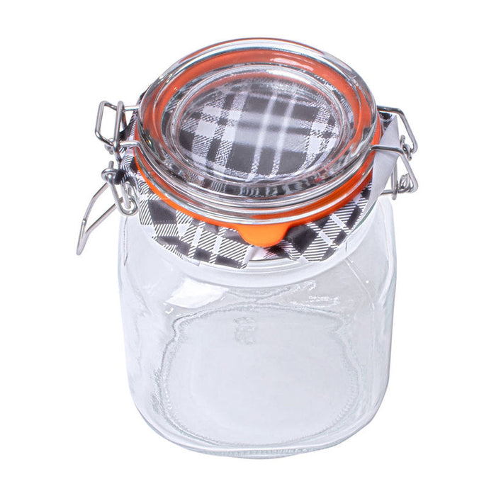 SQUARE JAR 1L WITH HORECANO CLIP - Буркани и продукти за консервиране<<<Домашни потреби<<<Кухня<<<Praktiker
