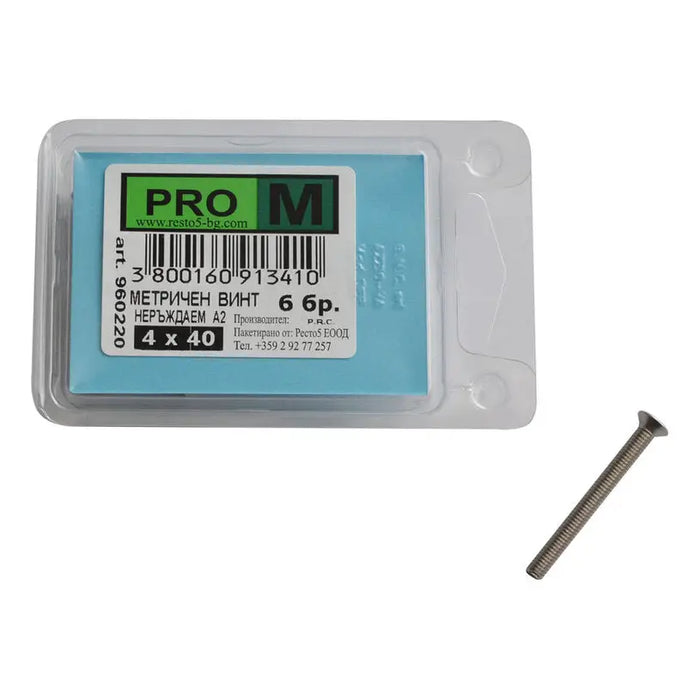 STAINLESS METRIC BOLT 6 PCS PRO M 4 x 40 MM - Болтове и гайки<<<Винтове и болтови съединения<<<Инструменти и