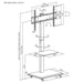 Stand / cart for TV Ergo-Office max. load 50kg / 5kg shelf max. VESA 600x400 built-in power strip black ER-304 B