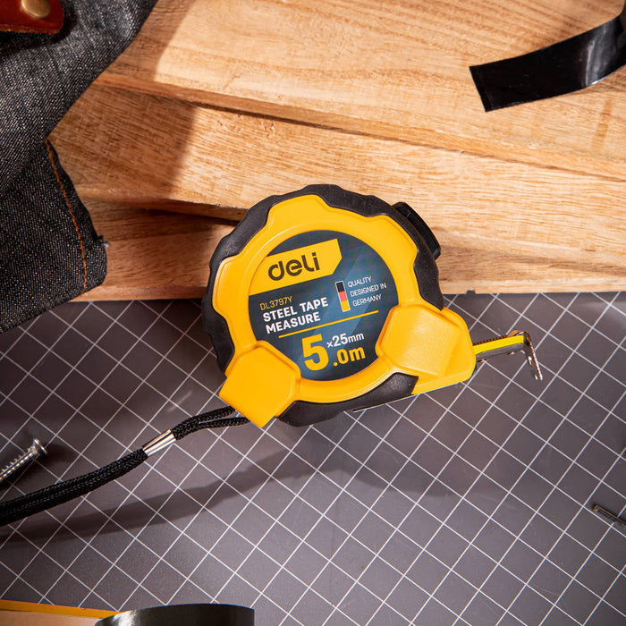 Steel Measuring Tape 5m/25mm Deli Tools EDL3797Y(yellow) - Measuring tools<<<Tools<<<InnproXML