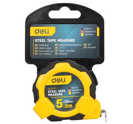 Steel Measuring Tape 5m/25mm Deli Tools EDL3797Y(yellow) - Measuring tools<<<Tools<<<InnproXML