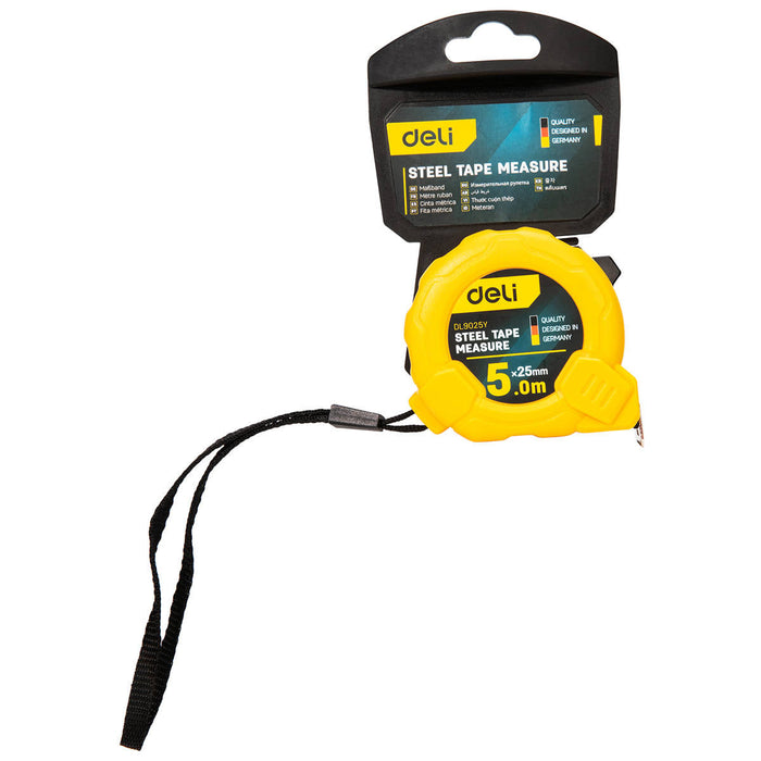 Steel Measuring Tape 5m/25mm Deli Tools EDL9025Y (yellow) - Measuring tools<<<Tools<<<InnproXML